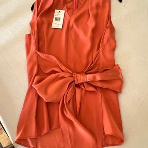 Lafayette 148 New York Silk Wrap Top - Grapefruit/Melon - NWT Sz 12
